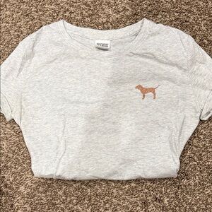 PINK Victoria's Secret Gray Tee with Dog Design